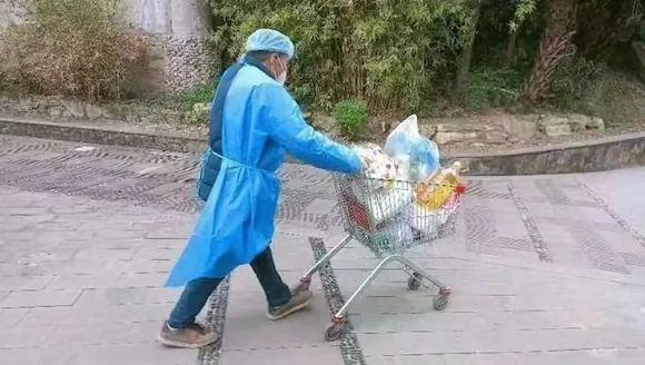 金桥港湾片区党支部志愿者帮助生活不便人群购买物资。江津区委组织部供图 华龙网发