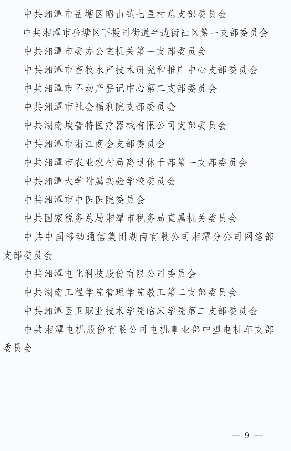 湘潭市表彰一批“两优一先”先进