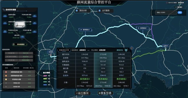 路网流量综合管控平台。通过该系统，后方服务管理团队可以有效实现车辆与信息同步，在道路上安全“奔跑”。王海摄