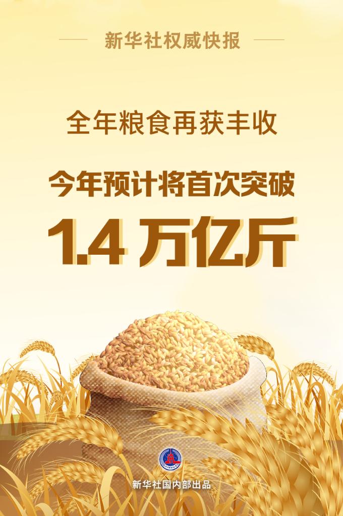 我国粮食产量今年预计将首次突破1.4万亿斤