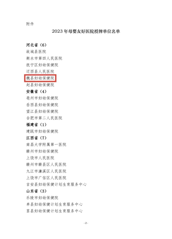 喜报！魏县妇幼保健院荣获2023年度“母婴友好医院”称号