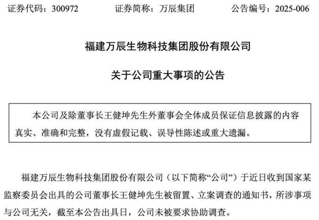 图片来源：万辰集团公告（截图）